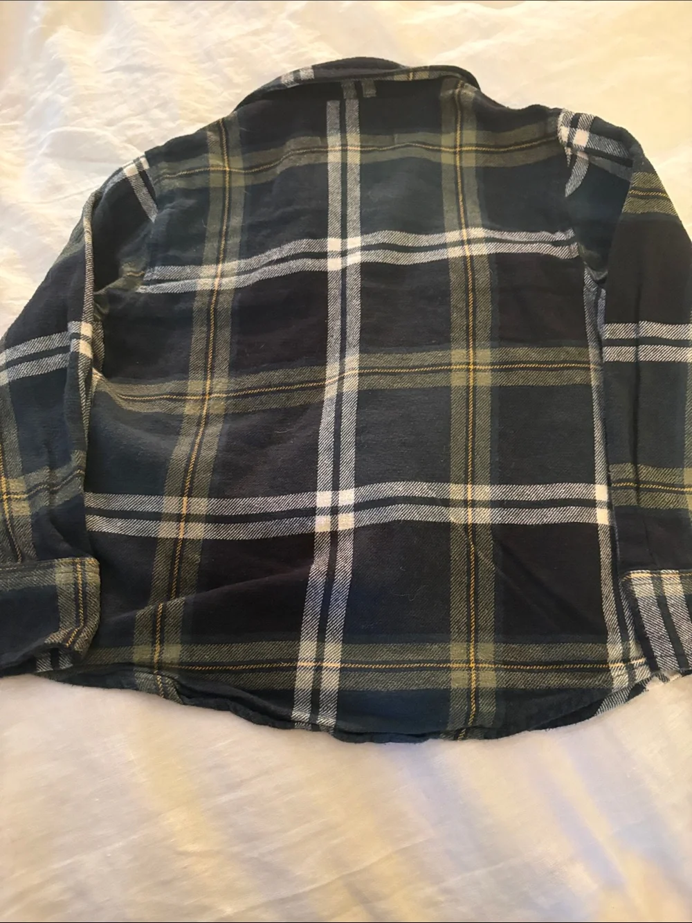 Old Navy Boys Dark Green and Black Plaid Button-Front Shirt